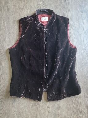 Vintage 90s Ann Taylor LOFT Brown Velvet Button Front Vest